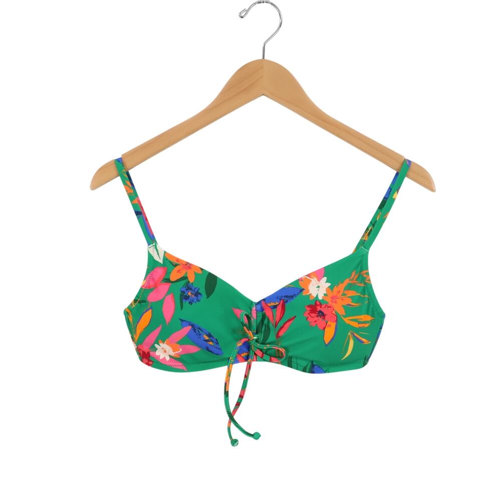 J.Crew Factory Printed Tie Front Tropical Bikini Top Size Medium NWT